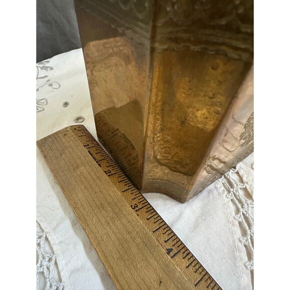 Vintage antique brass jar box lidded engraved trinket 5x4” decorative decor - Picture 11 of 16